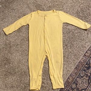 Yellow Kyte baby button romper